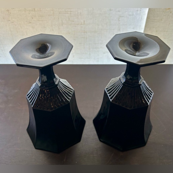 2 Independence Glass Co. octagon black goblets. 4 5/8” - Picture 12 of 12